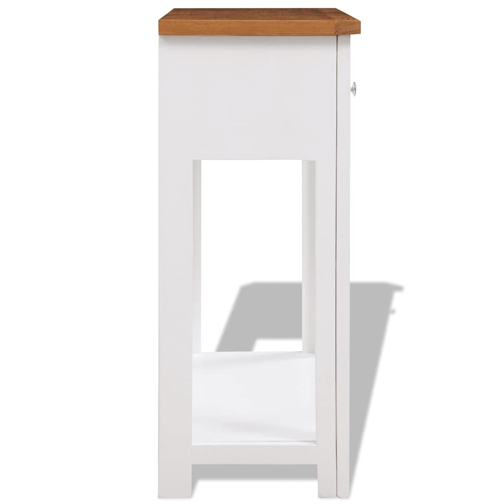 Solid Oak Wood Console Table with 2 Drawer and Shelf S3851