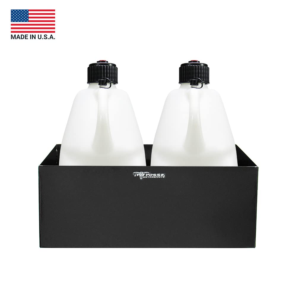 Double Aluminum Fuel Jug Holder Rack for Two 5 Gallon Gas Containers Black Y802635