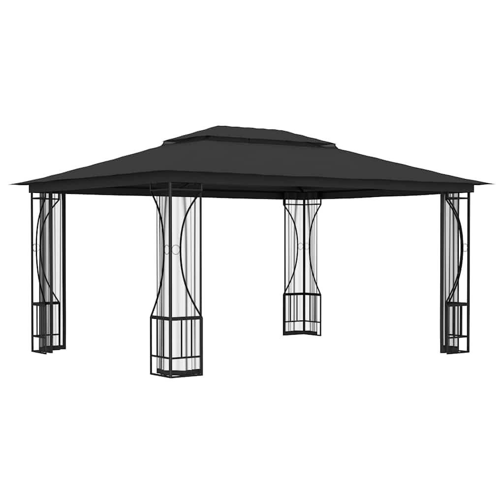 Gazebo with Nets 9.8'x13.1'x8.7' Anthracite Steel Frame UV-Proof Polyester Fabric A677463