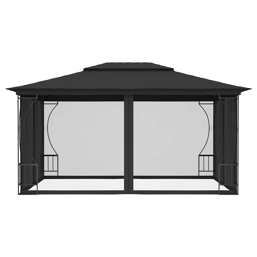 Gazebo with Nets 9.8'x13.1'x8.7' Anthracite Steel Frame UV-Proof Polyester Fabric A677463