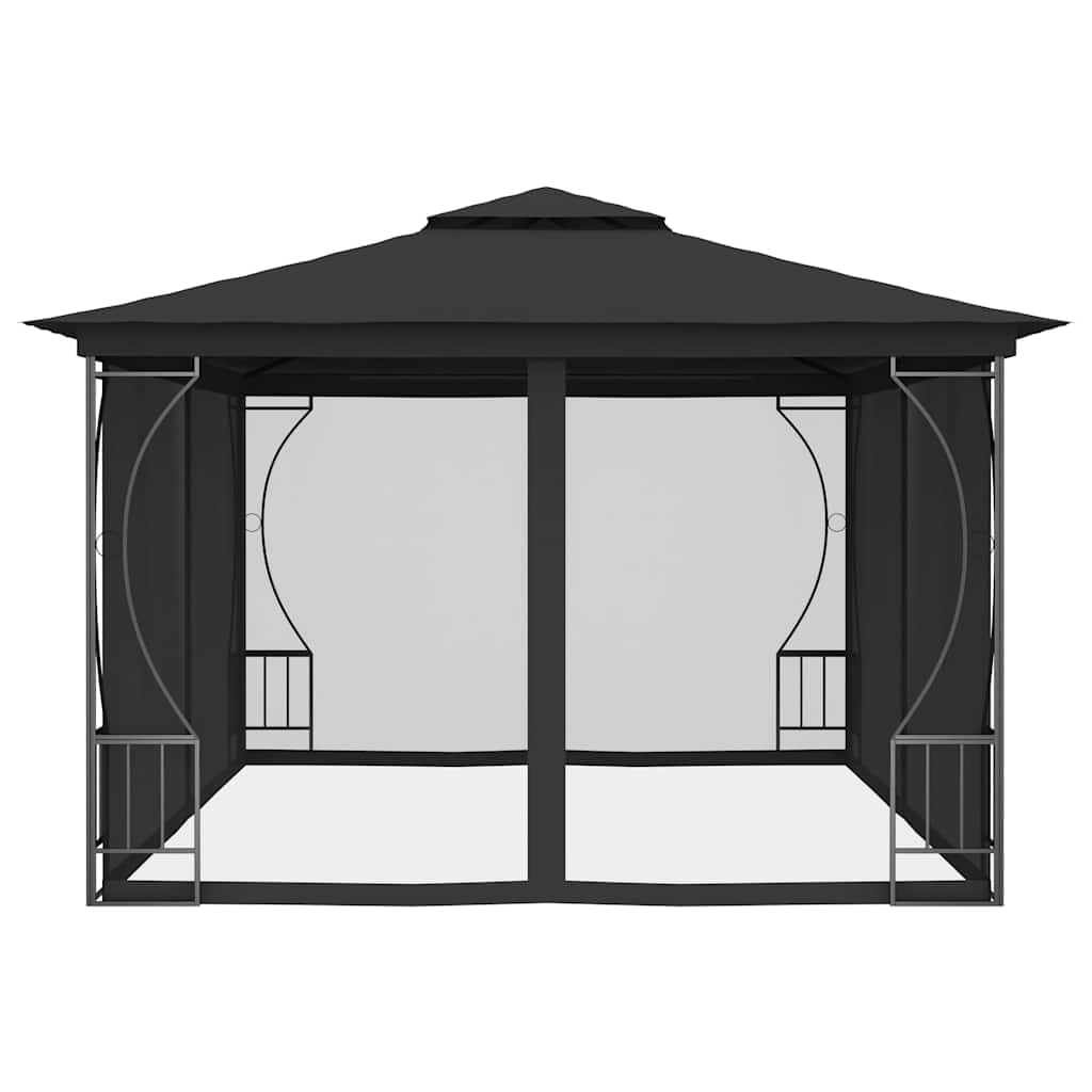 Gazebo with Nets 9.8'x13.1'x8.7' Anthracite Steel Frame UV-Proof Polyester Fabric A677463