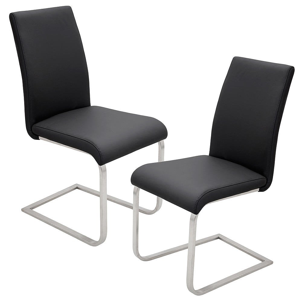 Black Faux Leather Dining Chairs Set of 2 W537335