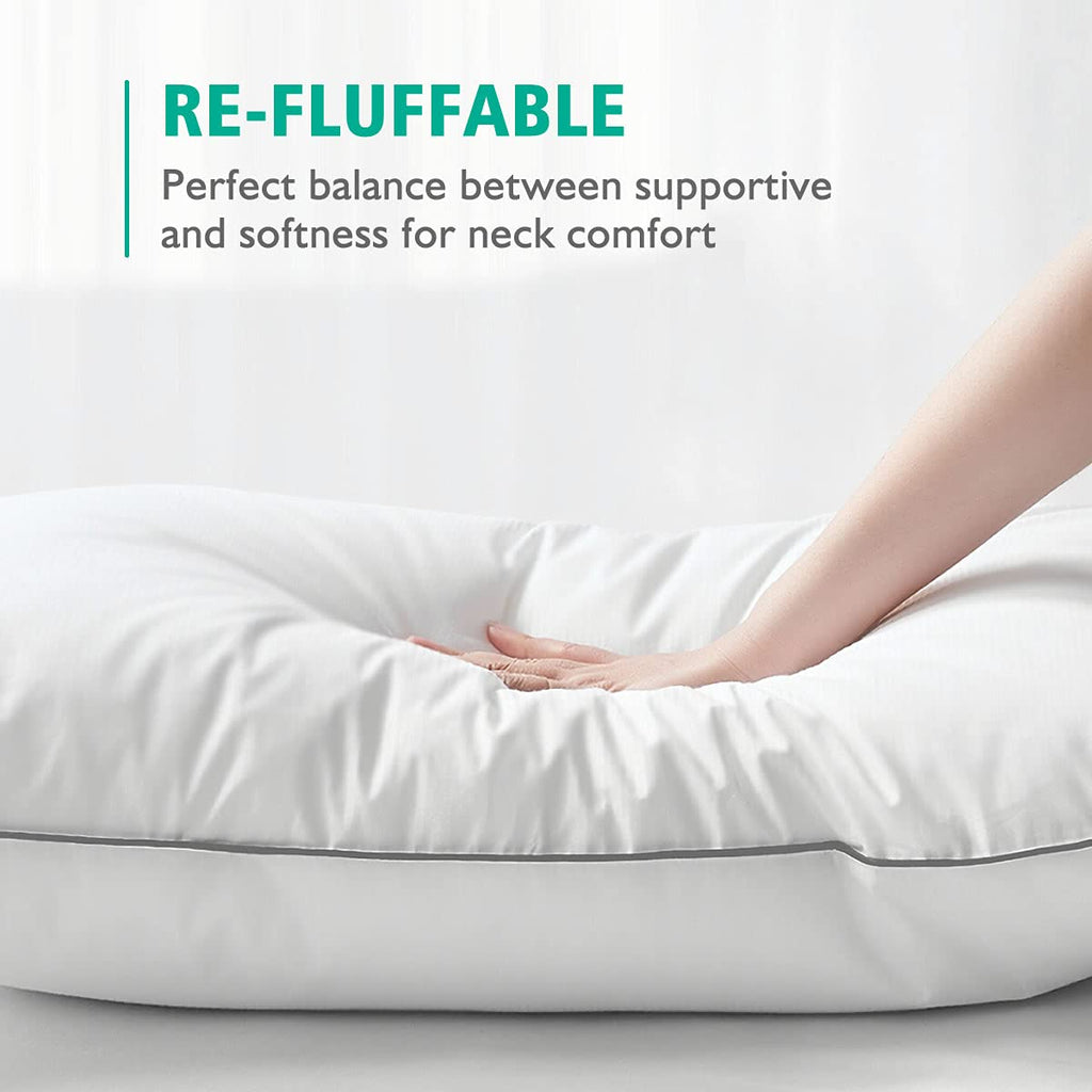 Organic Feather Down Pillows Set of 2 King Size 100% Cotton Cover Q745707