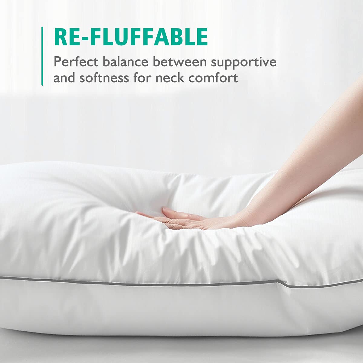 Organic Feather Down Pillows Set of 2 King Size 100% Cotton Cover Q745707