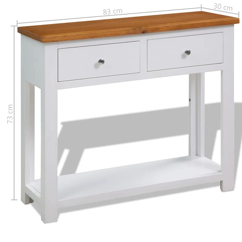 Solid Oak Wood Console Table with 2 Drawer and Shelf S3851