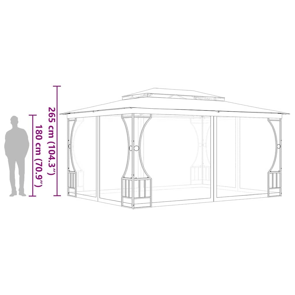 Gazebo with Nets 9.8'x13.1'x8.7' Anthracite Steel Frame UV-Proof Polyester Fabric A677463