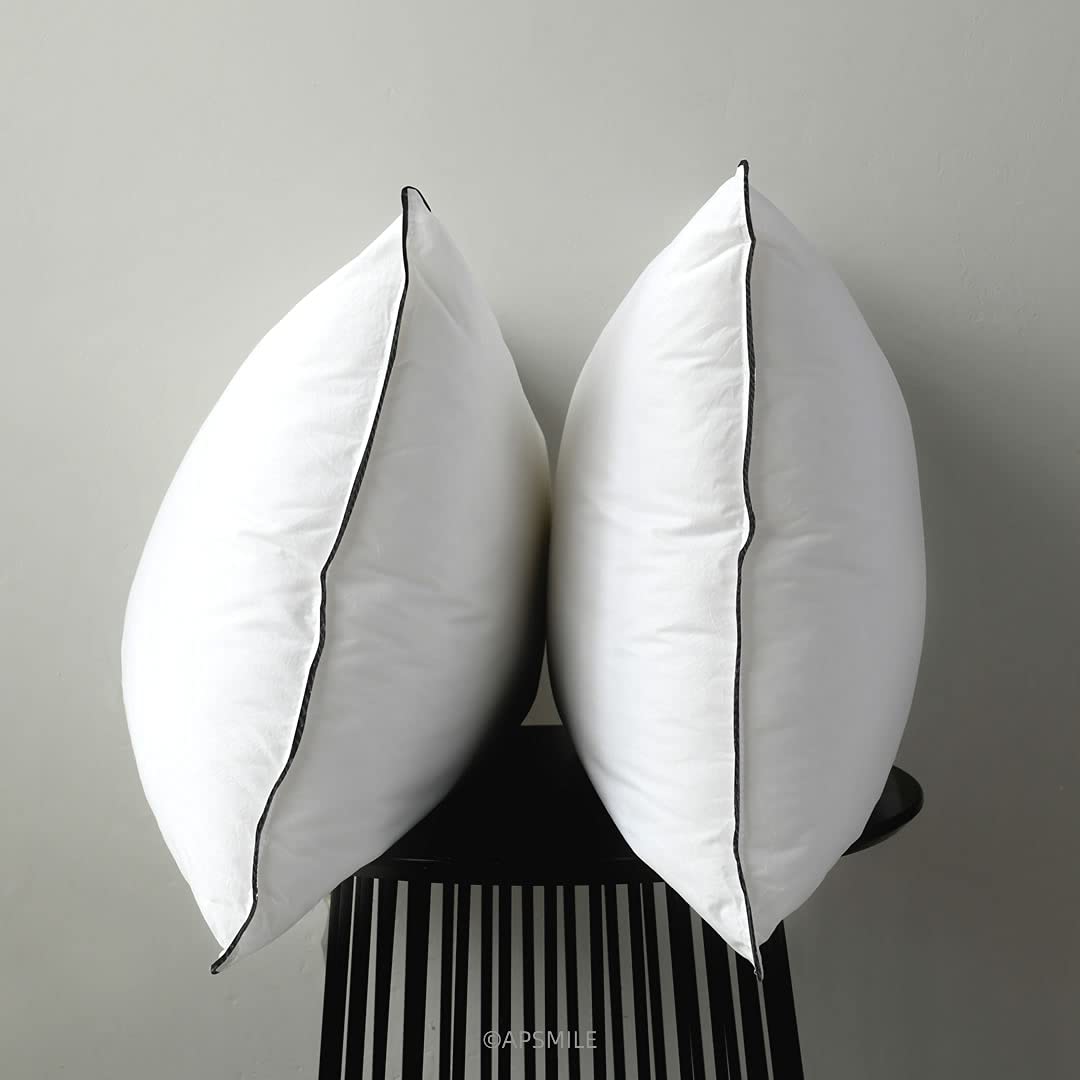 Organic Feather Down Pillows Set of 2 King Size 100% Cotton Cover Q745707