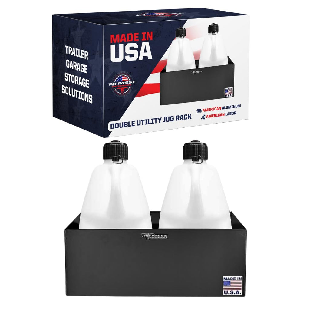 Double Aluminum Fuel Jug Holder Rack for Two 5 Gallon Gas Containers Black Y802635