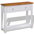 Solid Oak Wood Console Table with 2 Drawer and Shelf S3851