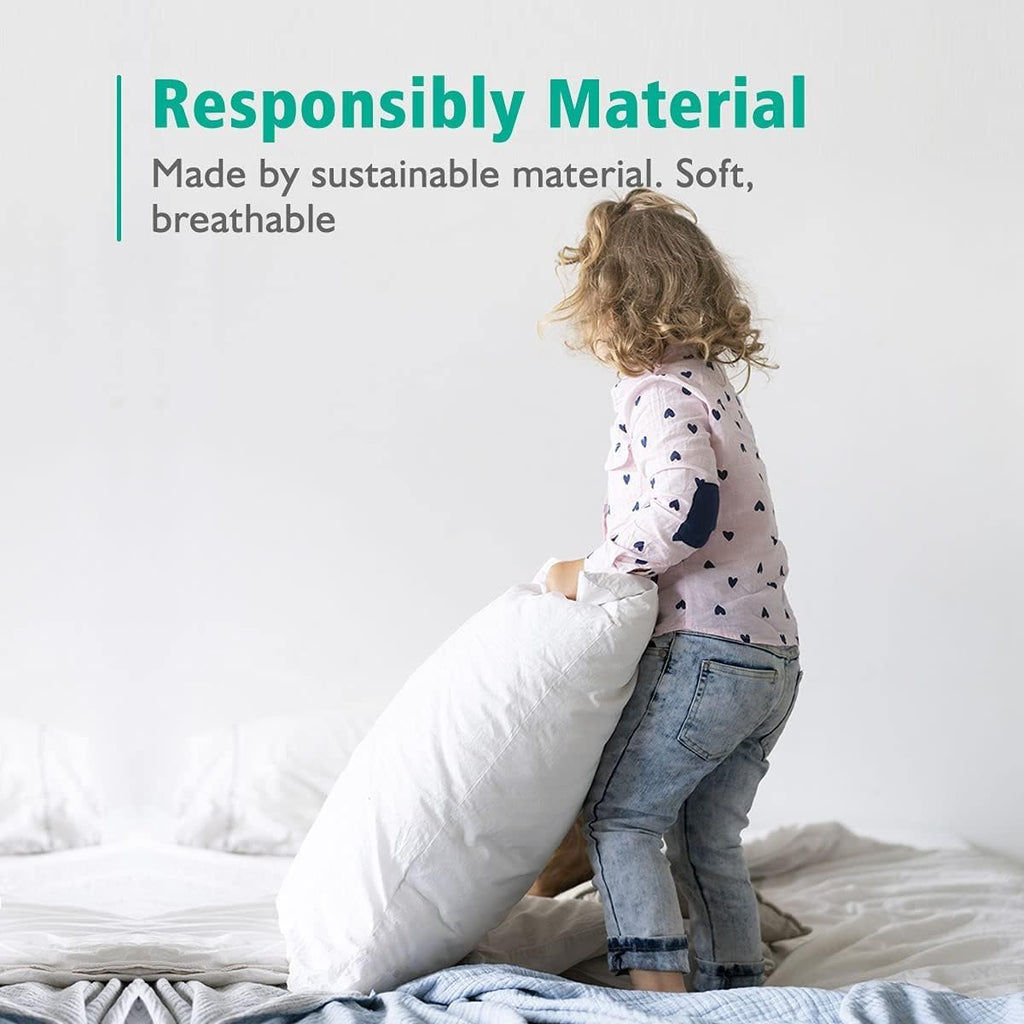 Organic Feather Down Pillows Set of 2 King Size 100% Cotton Cover Q745707