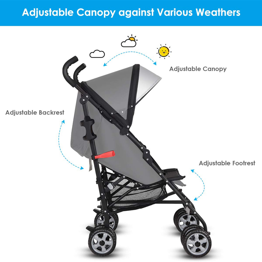 Lightweight Compact Foldable Stroller with Canopy and Cup Holder V86402