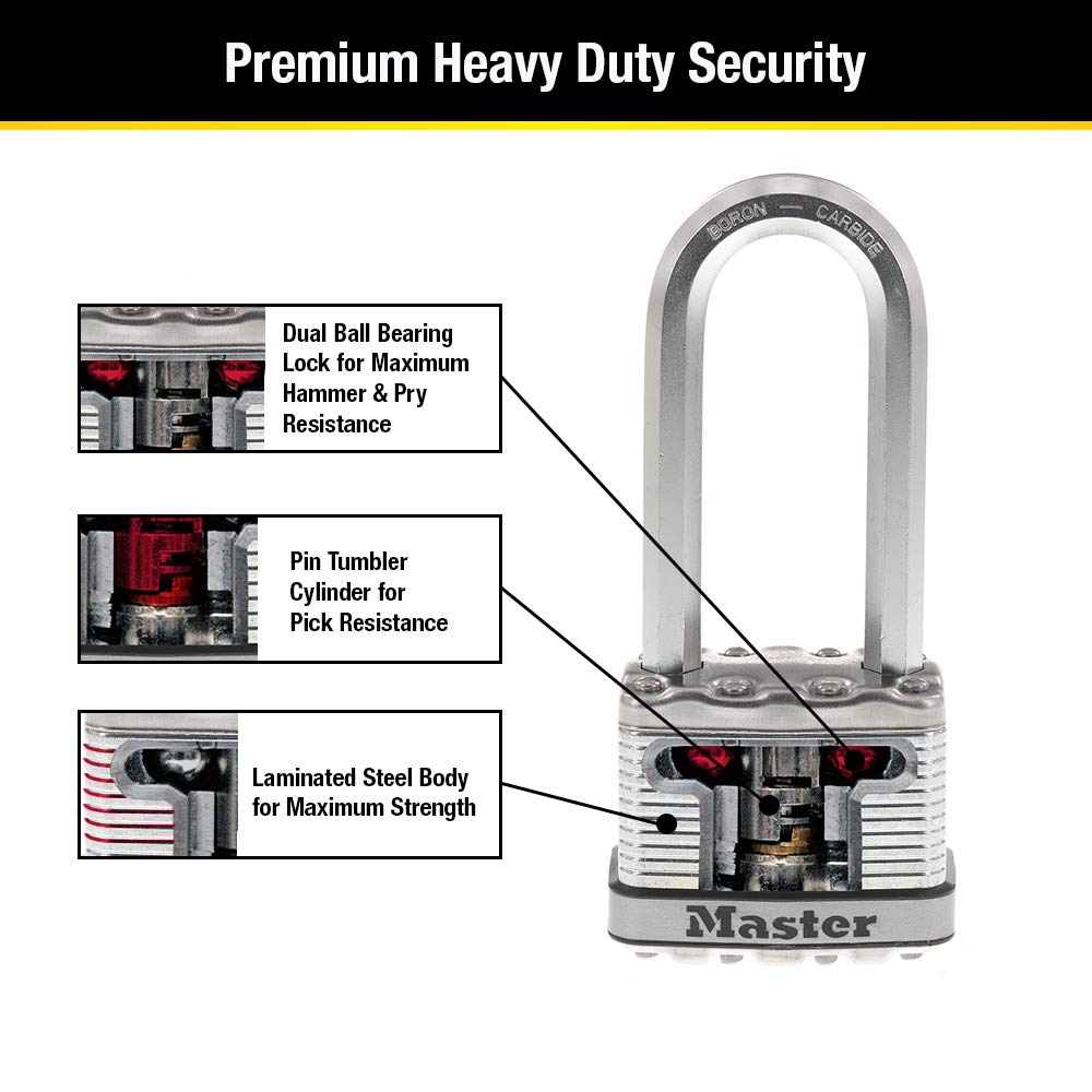 Heavy Duty Outdoor Padlock with Key, 4 Pack Keyed-Alike Y977753