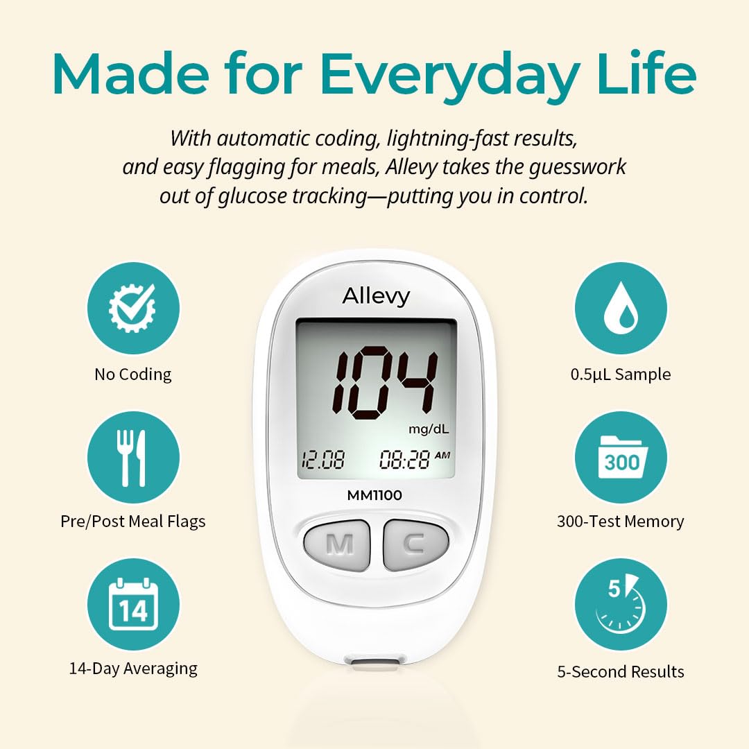 Blood Glucose Monitor Kit with 100 Test Strips and Lancets A488956