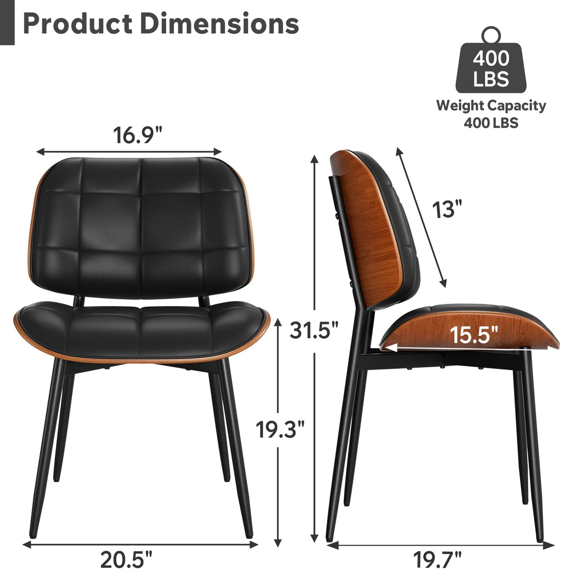 Black Faux Leather Dining Chairs Set of 4 B26860
