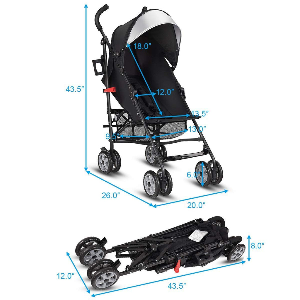 Lightweight Compact Foldable Stroller with Canopy and Cup Holder V86402