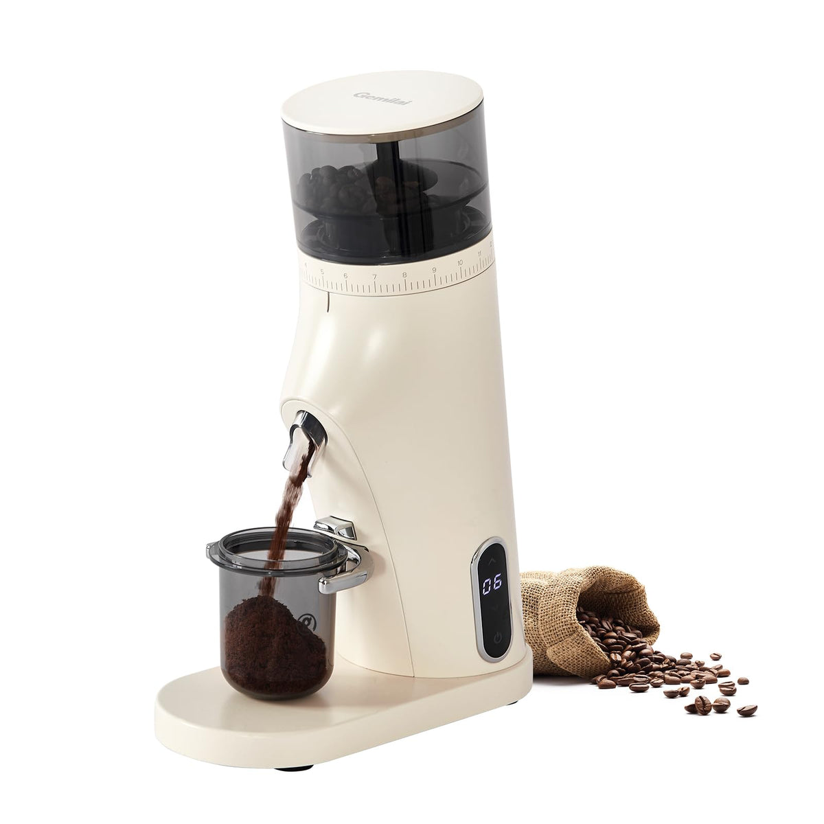 Electric Conical Burr Coffee Grinder with 60S Timer, White G24895