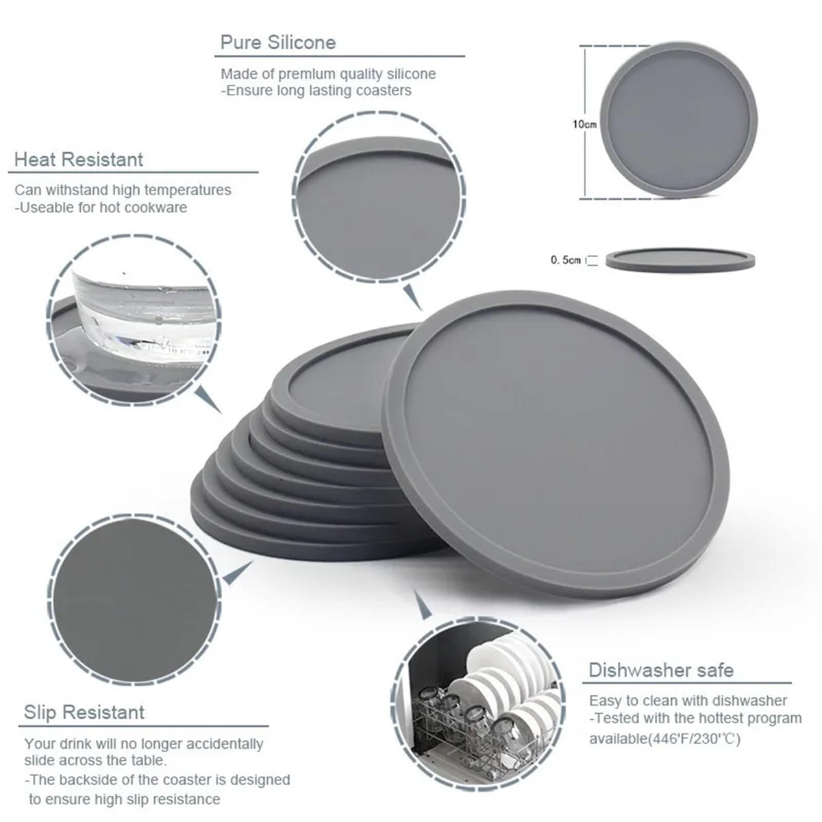 Black Silicone Coasters Set of 32 C286