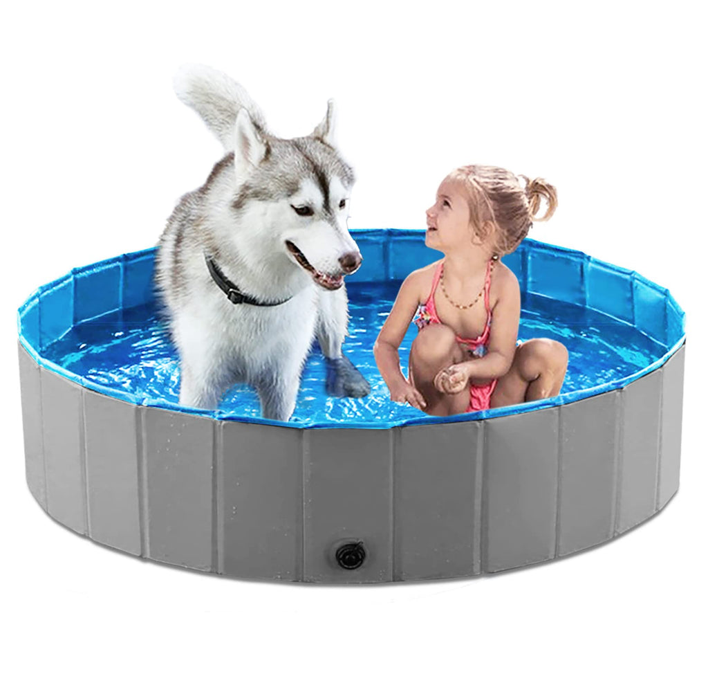 Foldable Dog Pet Bath Pool Collapsible 48" Grey R702