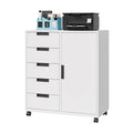 White 5 Drawer Storage Cabinet with Shelves and Door U6705
