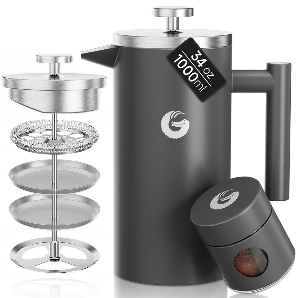Gray 34 oz French Press Coffee Maker M942