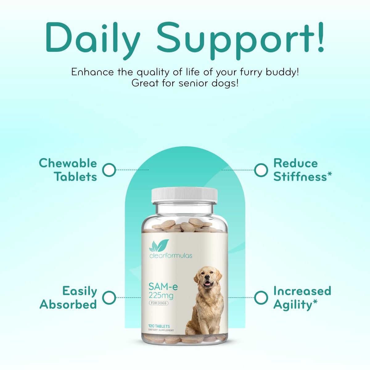 Chewable SAM-e Liver Support Supplement for Dogs 225mg X9250
