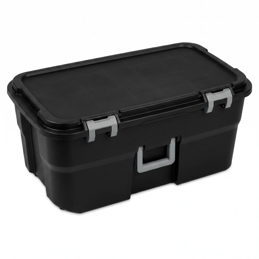 22 Gallon Black Wheeled Plastic Storage Trunk V967645