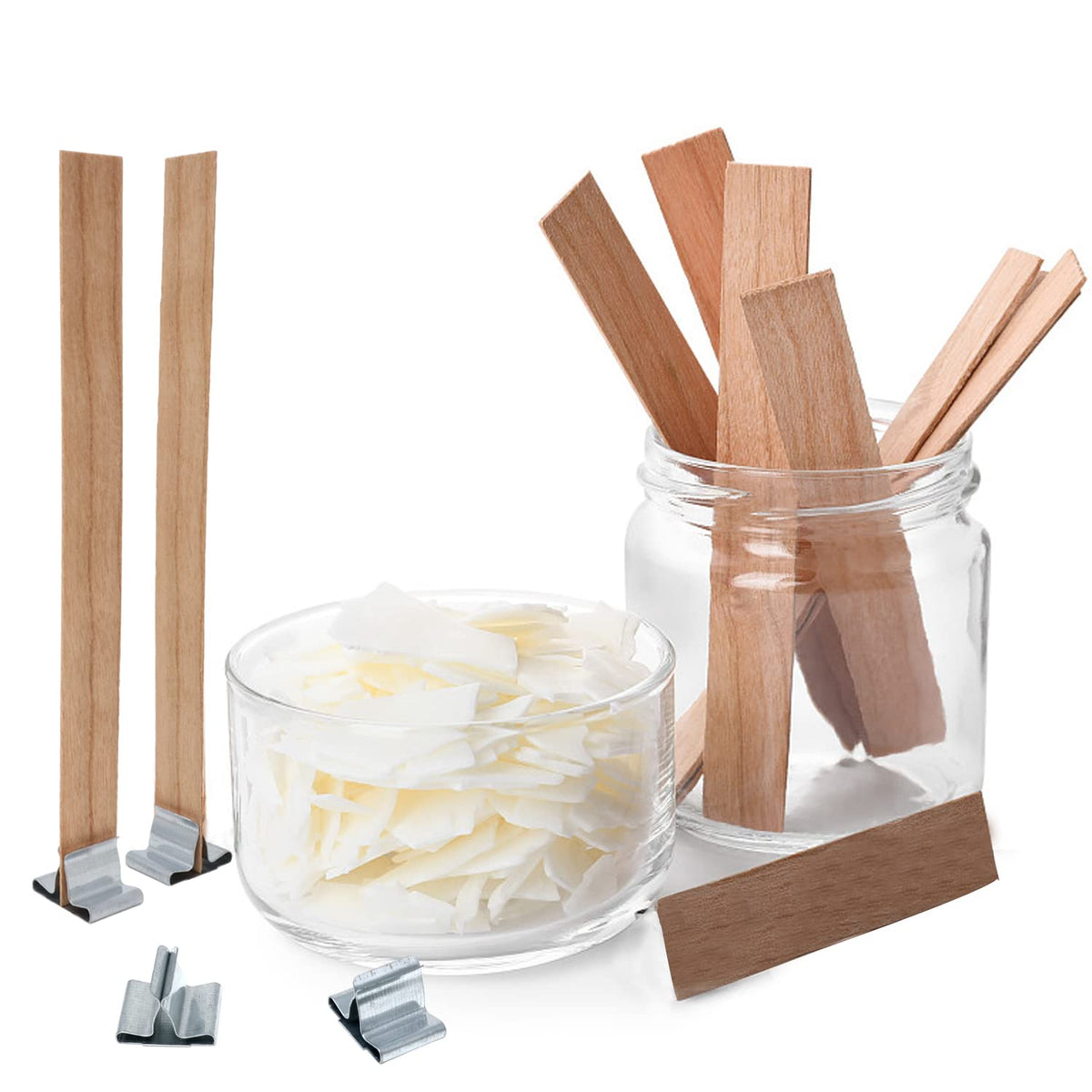 50PCS Crackling Wooden Candle Wicks with Metal Base L795
