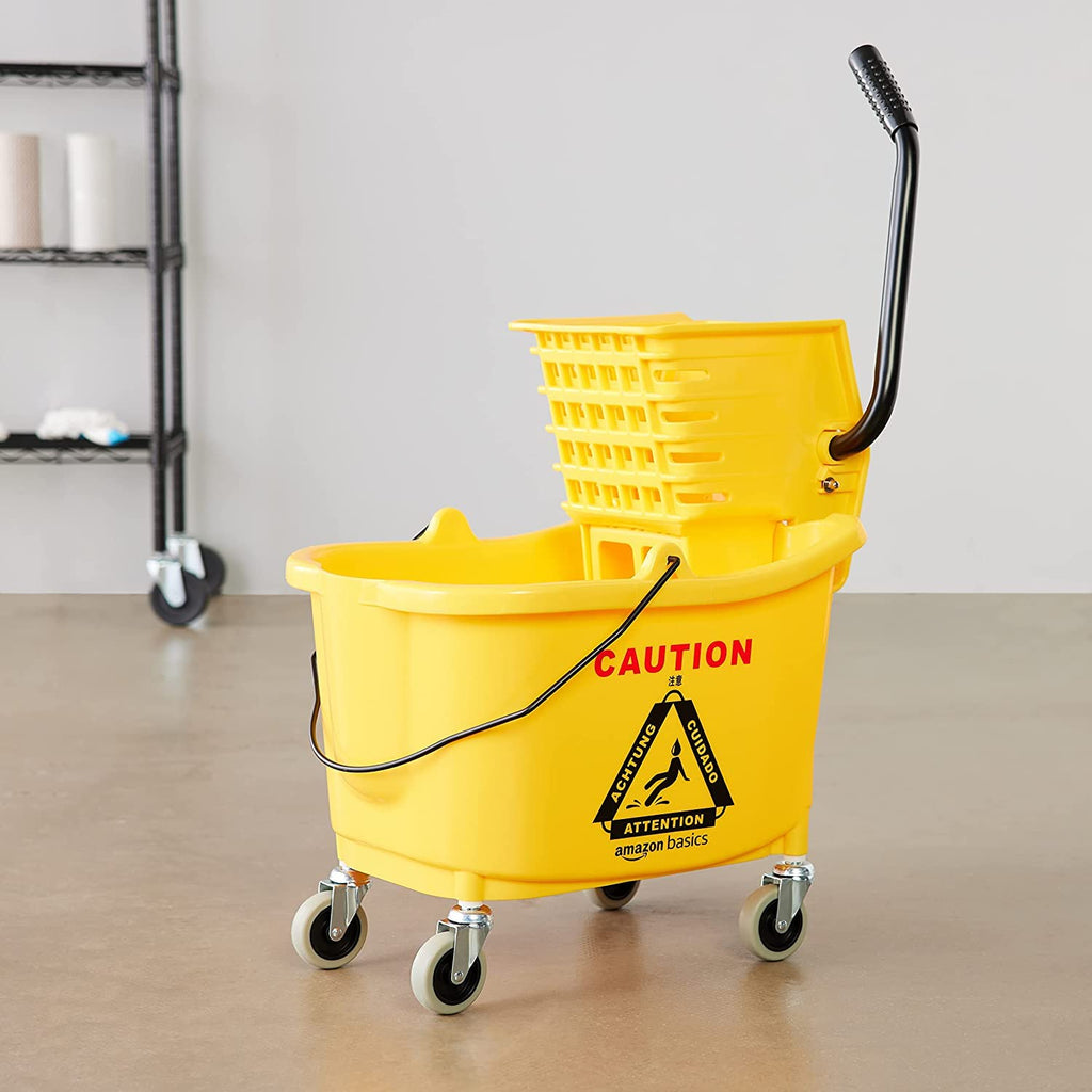 Yellow 35-Quart Mop Bucket on Wheels Y216