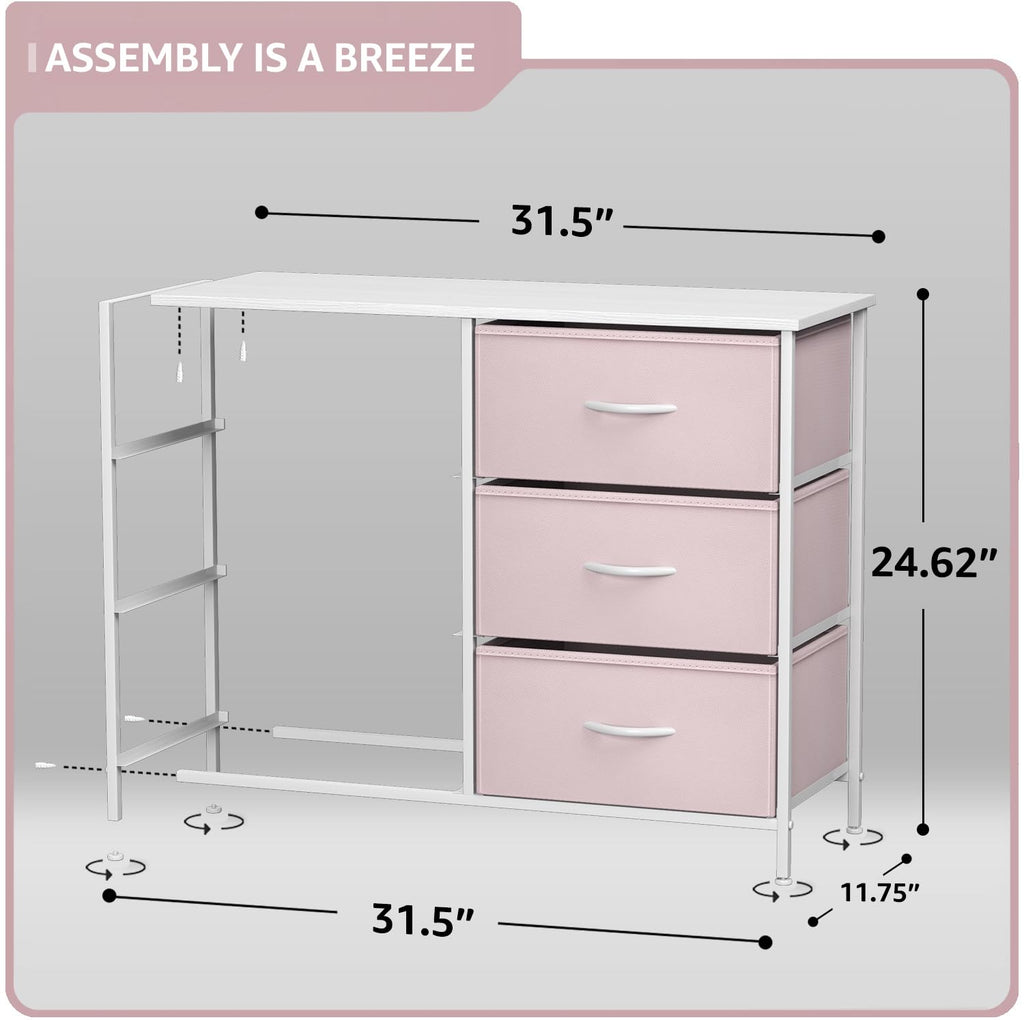 Pink 6 Drawer Fabric Dresser C31068