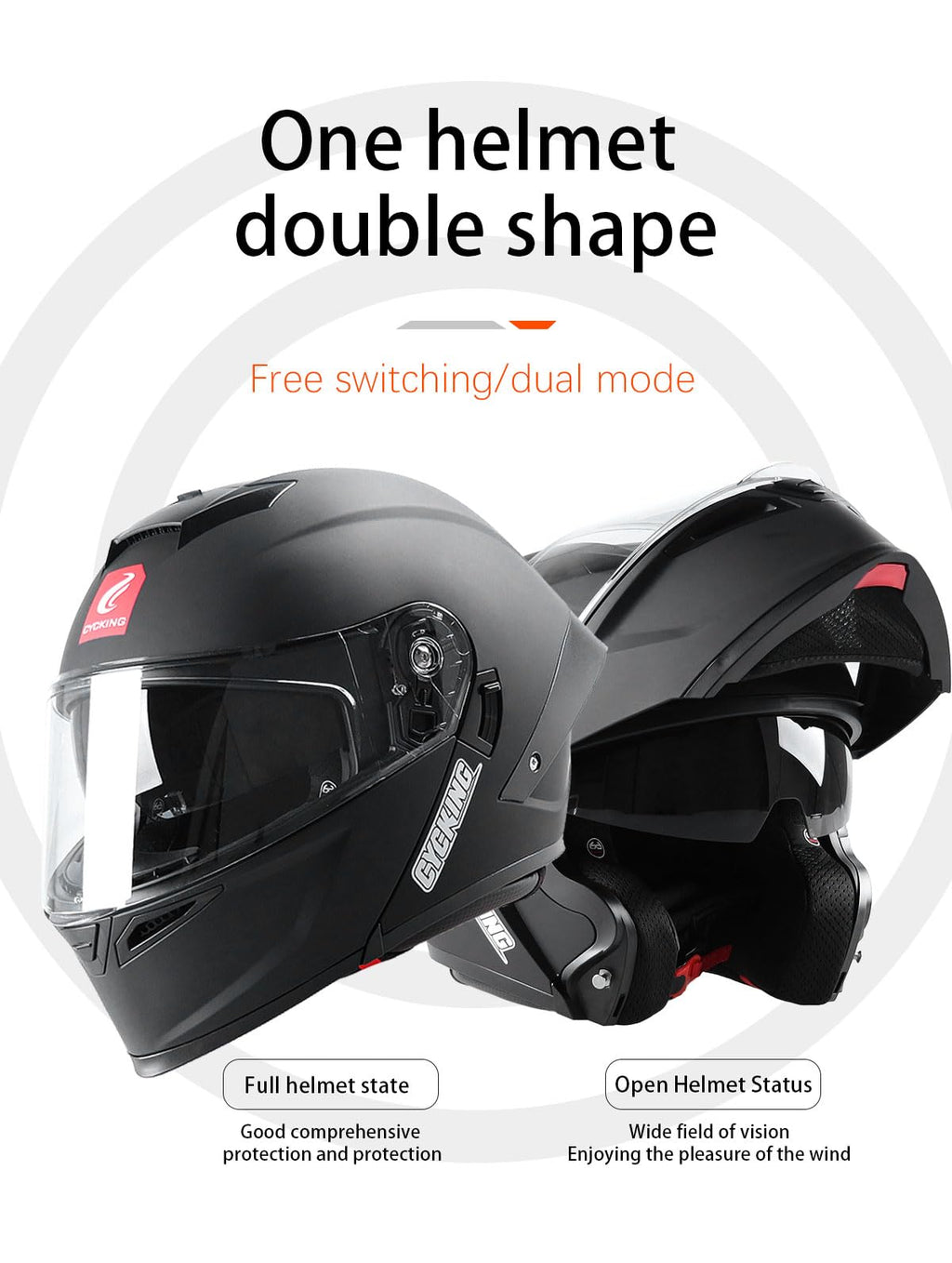 Modular Flip Up Full Face Motorcycle Helmet with Dual Visor F6827