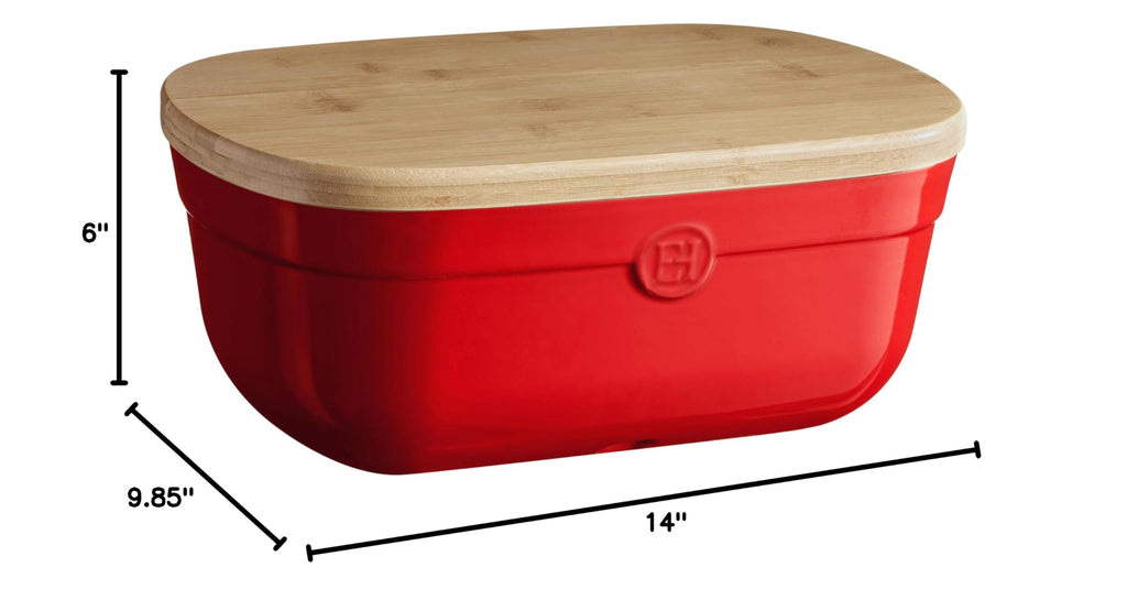 Ceramic Bread Box 14"x 9.85"x 6" Burgundy L86137