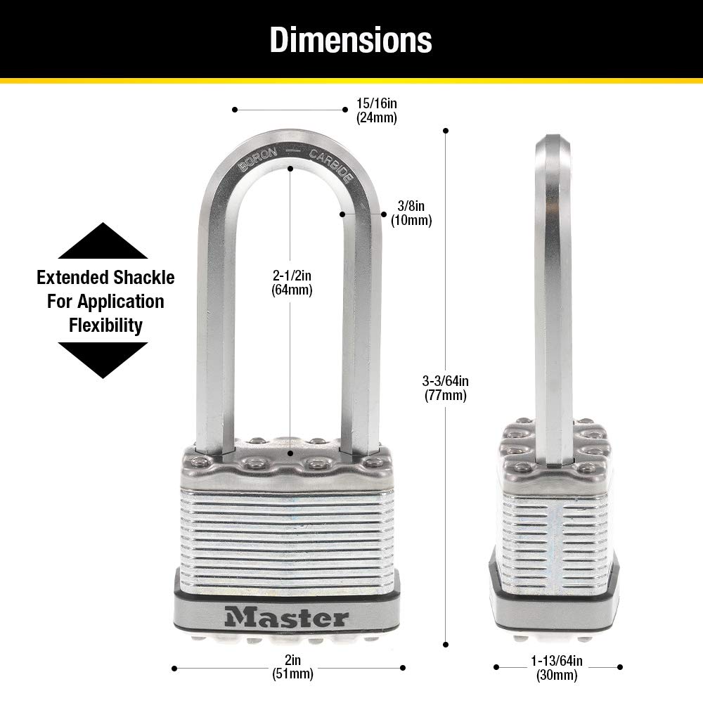 Heavy Duty Outdoor Padlock with Key, 4 Pack Keyed-Alike Y977753