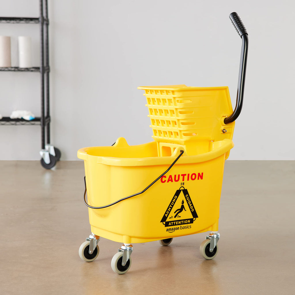 Yellow 35-Quart Mop Bucket on Wheels Y216