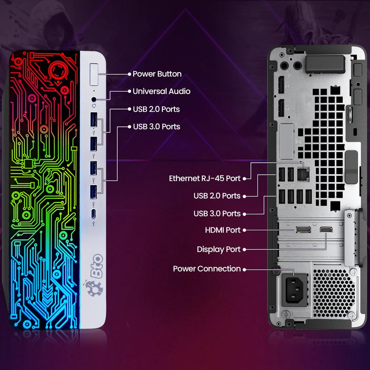 RGB Gaming Desktop PC Intel i5 16GB DDR4 512GB SSD GeForce GT 1030 V1194