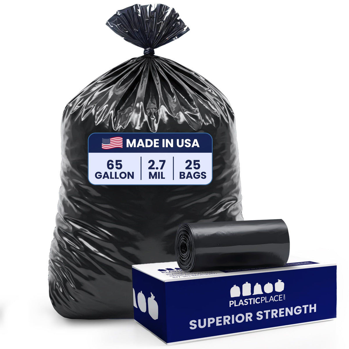 65 Gallon Black Heavy Duty Trash Bags 25 Count A82274