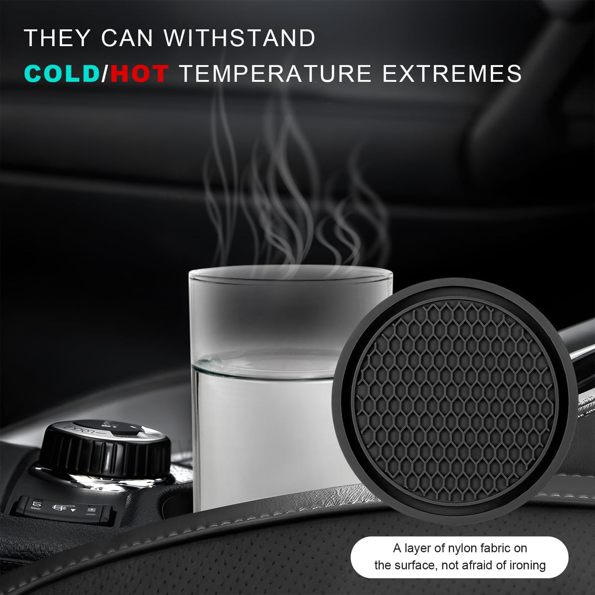 Black Non-Slip Silicone Car Cup Coasters F279