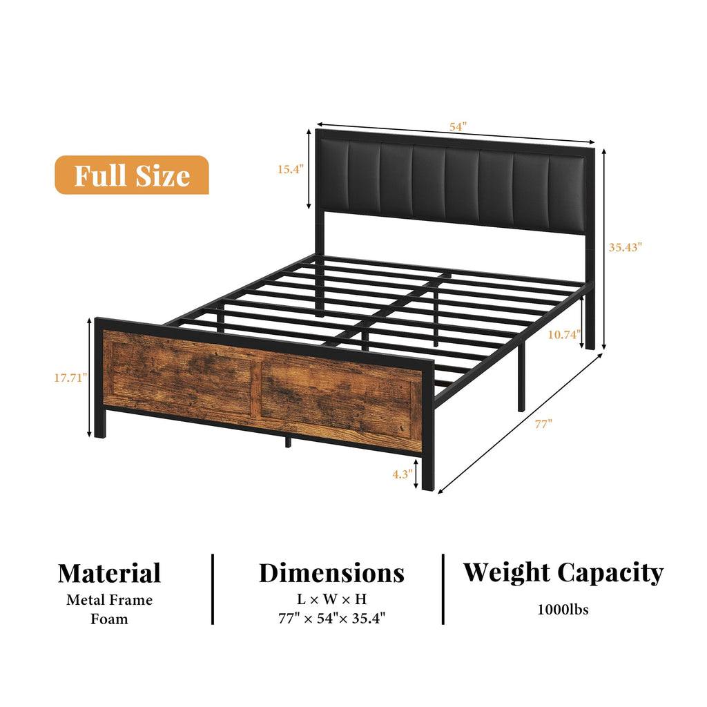 Full Size Metal Bed Frame with Headboard and Footboard Q4173