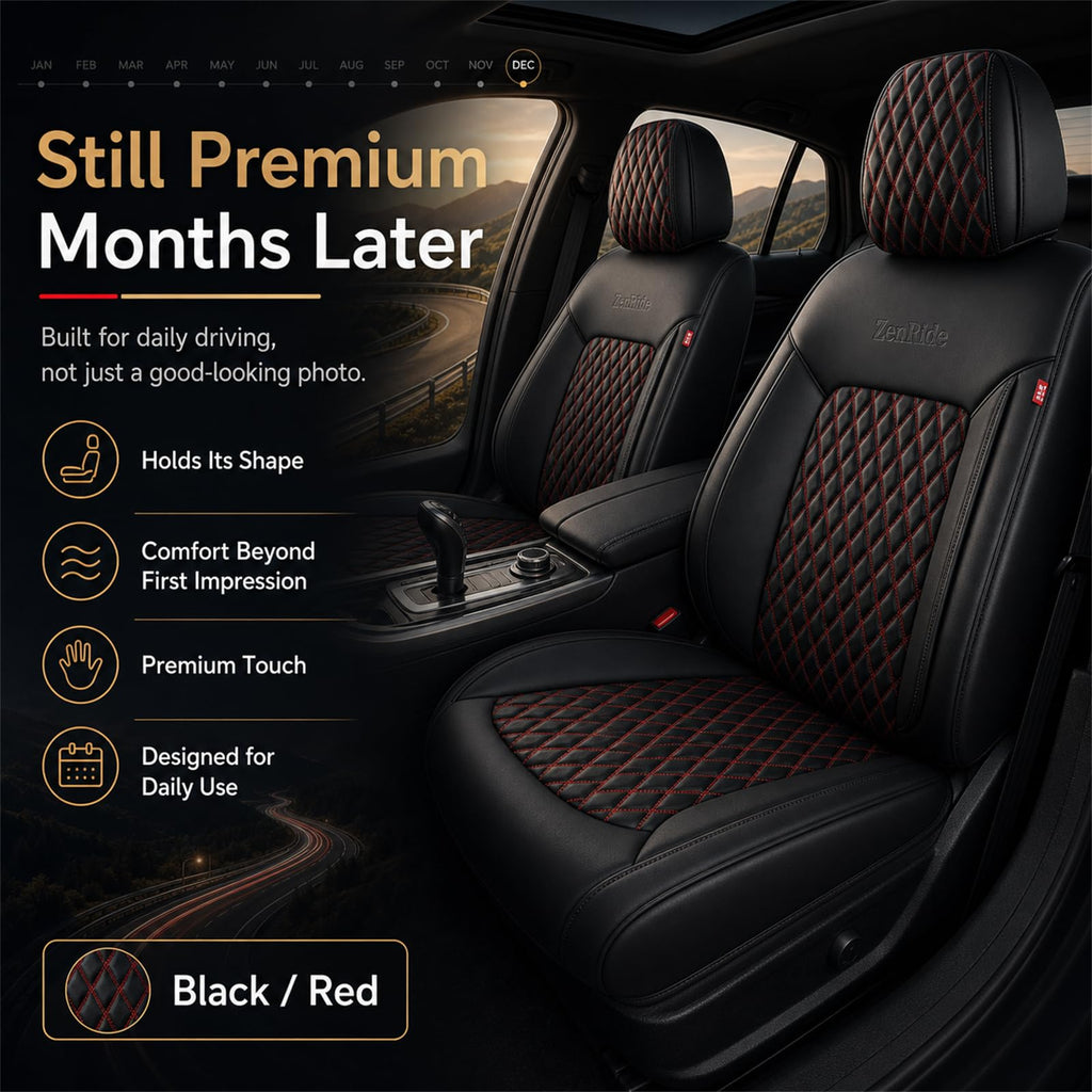 Black and Red Thick Nappa Leather Car Seat Covers Set of 2 Z234951