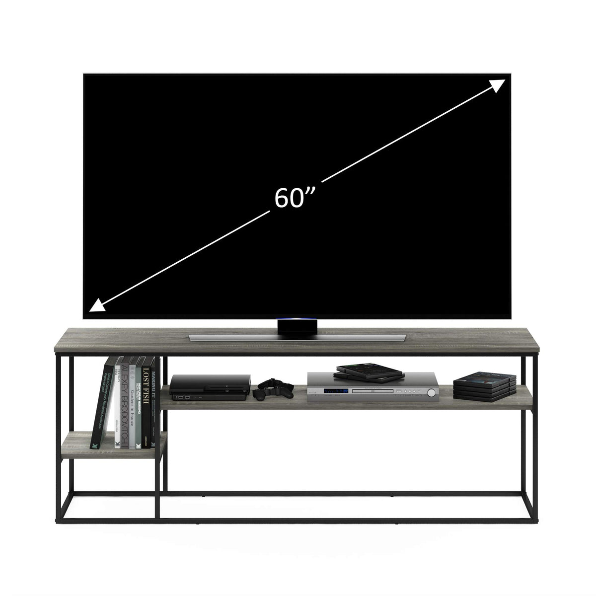 3-Tier Grey Oak TV Stand up to 65 Inch Y85791