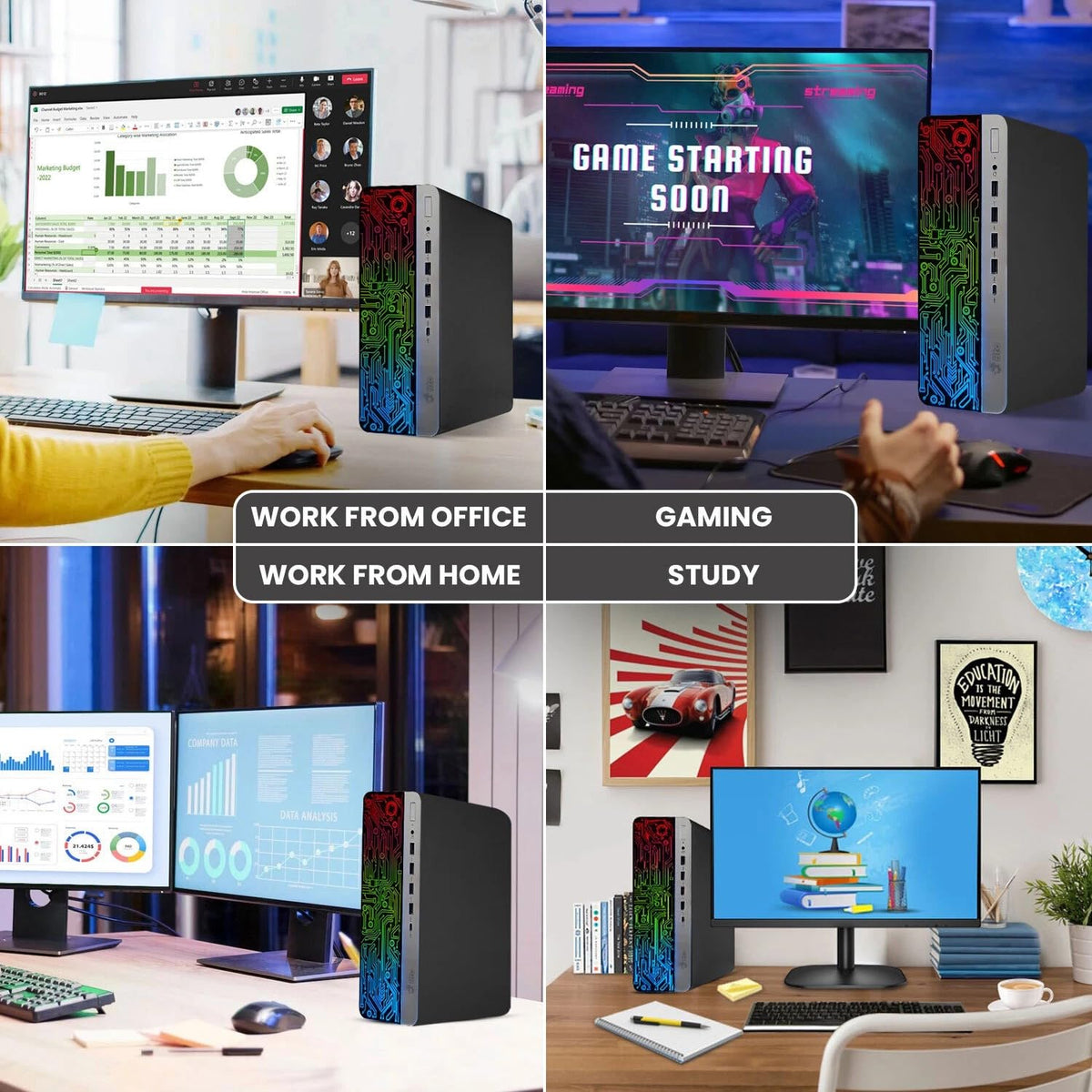 RGB Gaming Desktop PC Intel i5 16GB DDR4 512GB SSD GeForce GT 1030 V1194