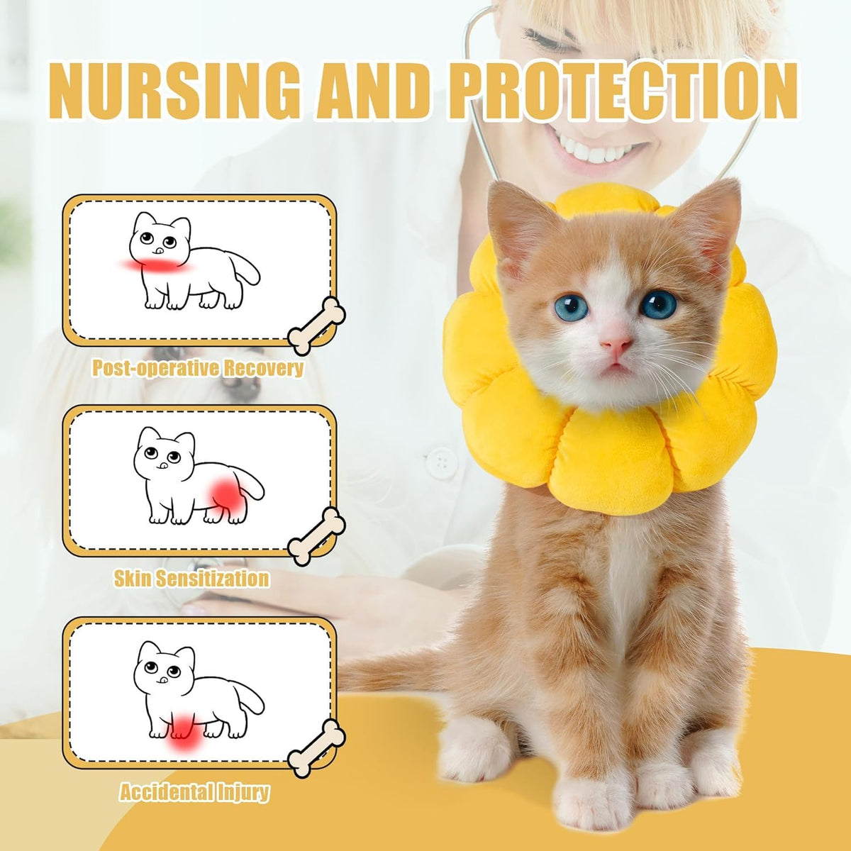 Soft Dog Cone for Dogs and Cats, Adjustable Dog Collar Alternative I75849