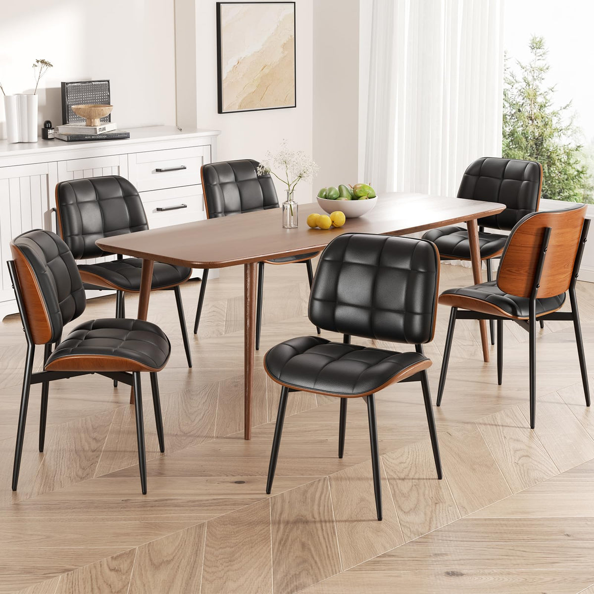 Black Faux Leather Dining Chairs Set of 4 B26860