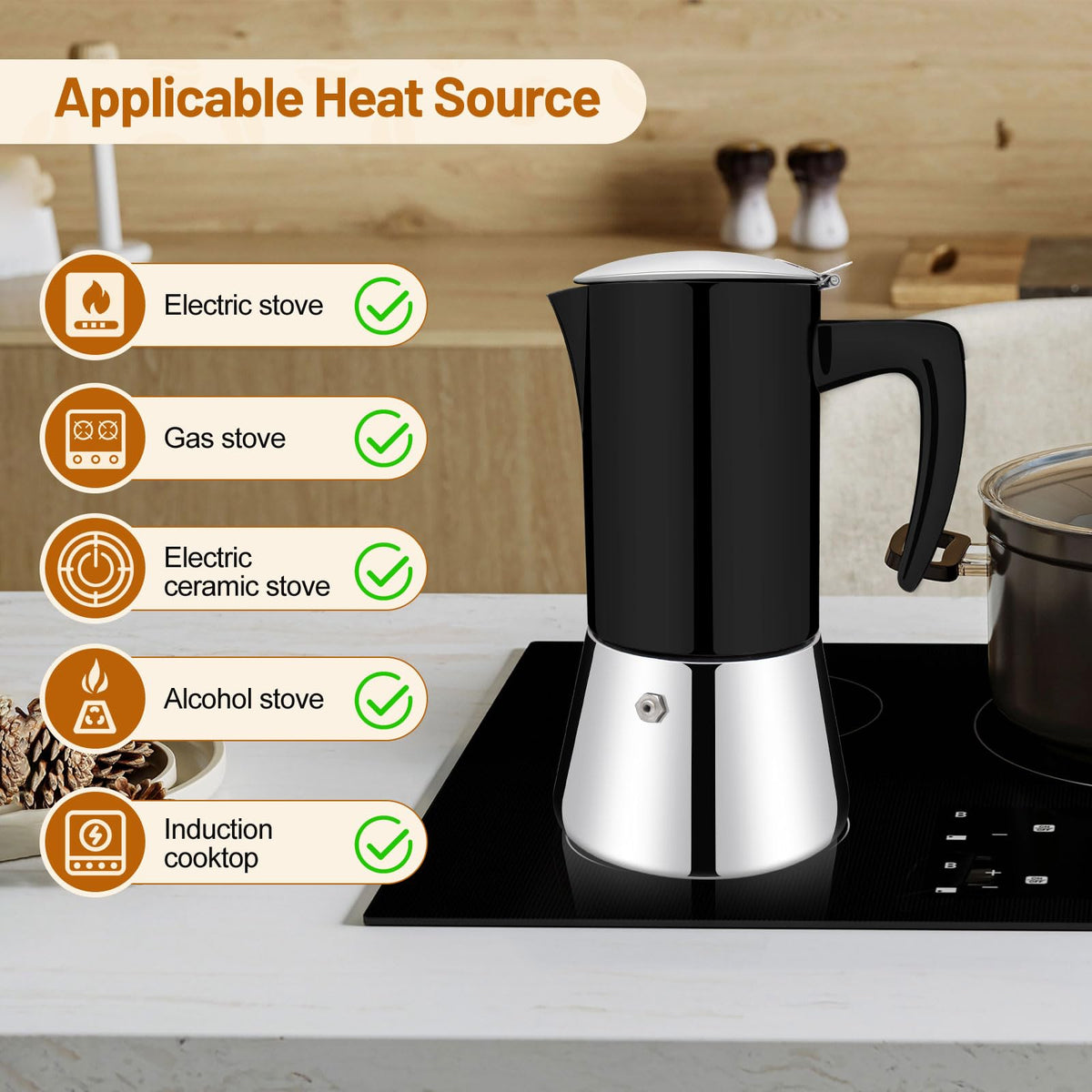 12 Cup Thickened 304 Stainless Steel Moka Pot B127