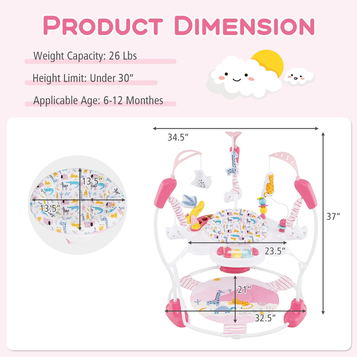 Pink 3 in 1 Baby Jumpers and Bouncers D889