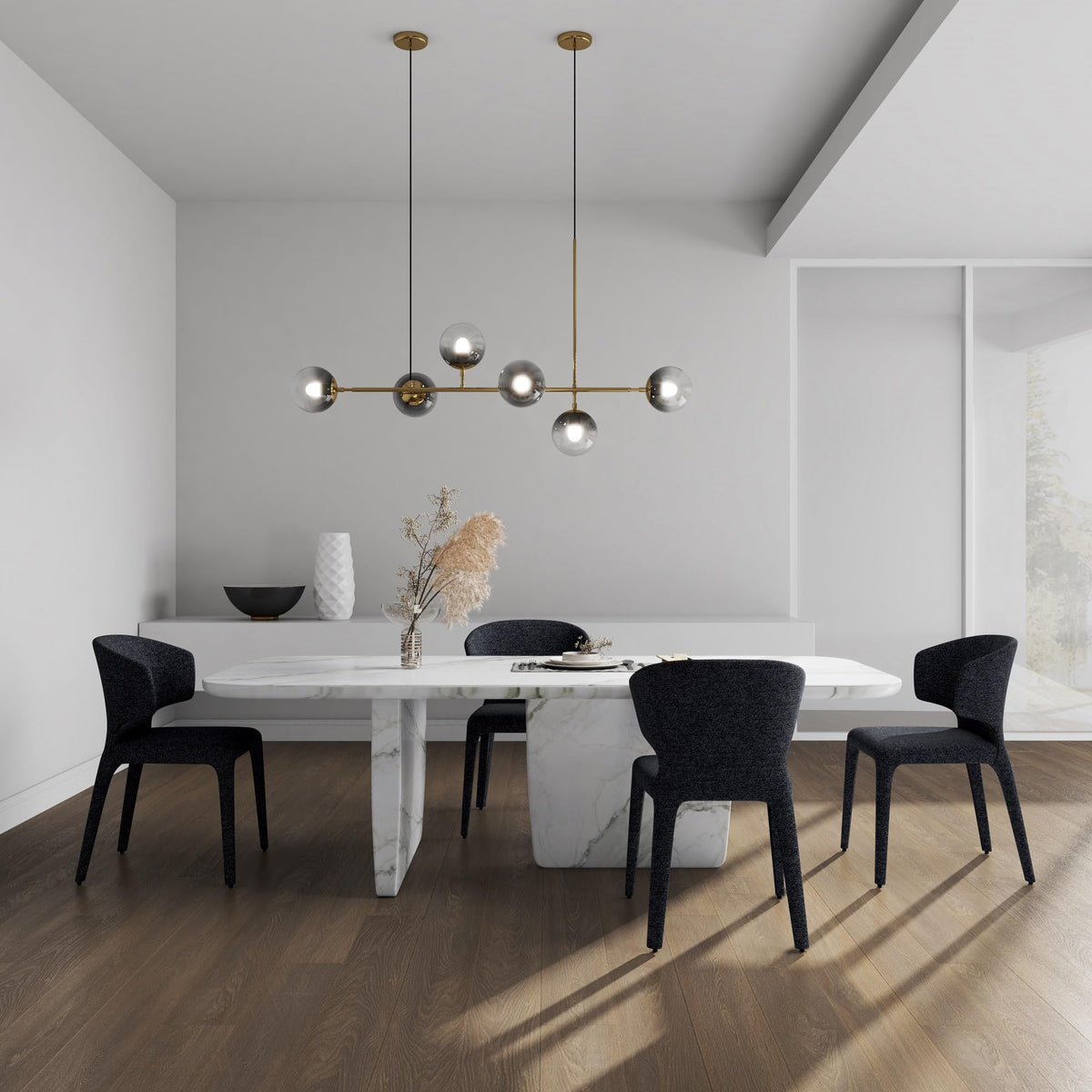 Black Upholstered Dining Chairs Set of 4 I483