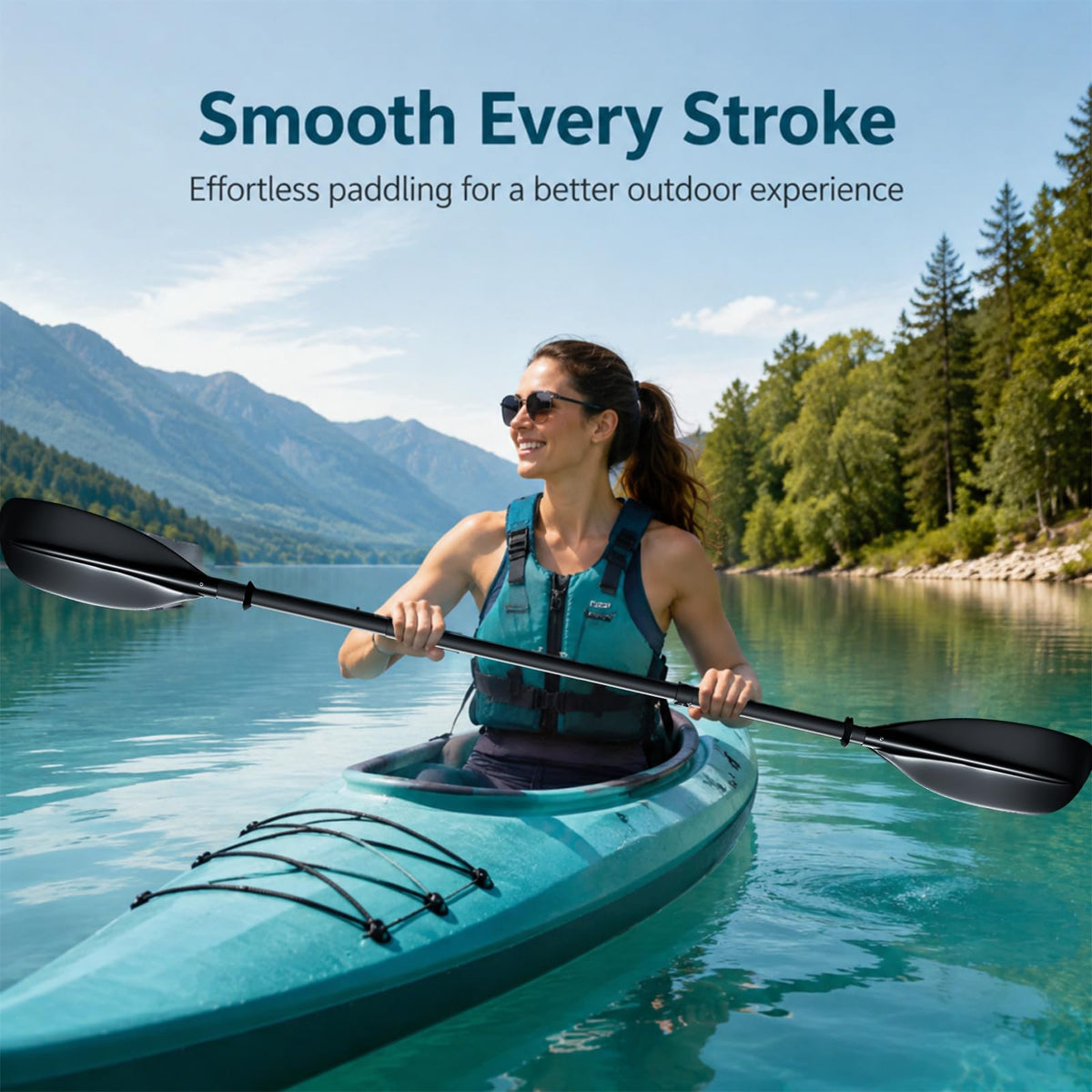 4 Piece Adjustable Kayak Paddle with Storage Bag O574