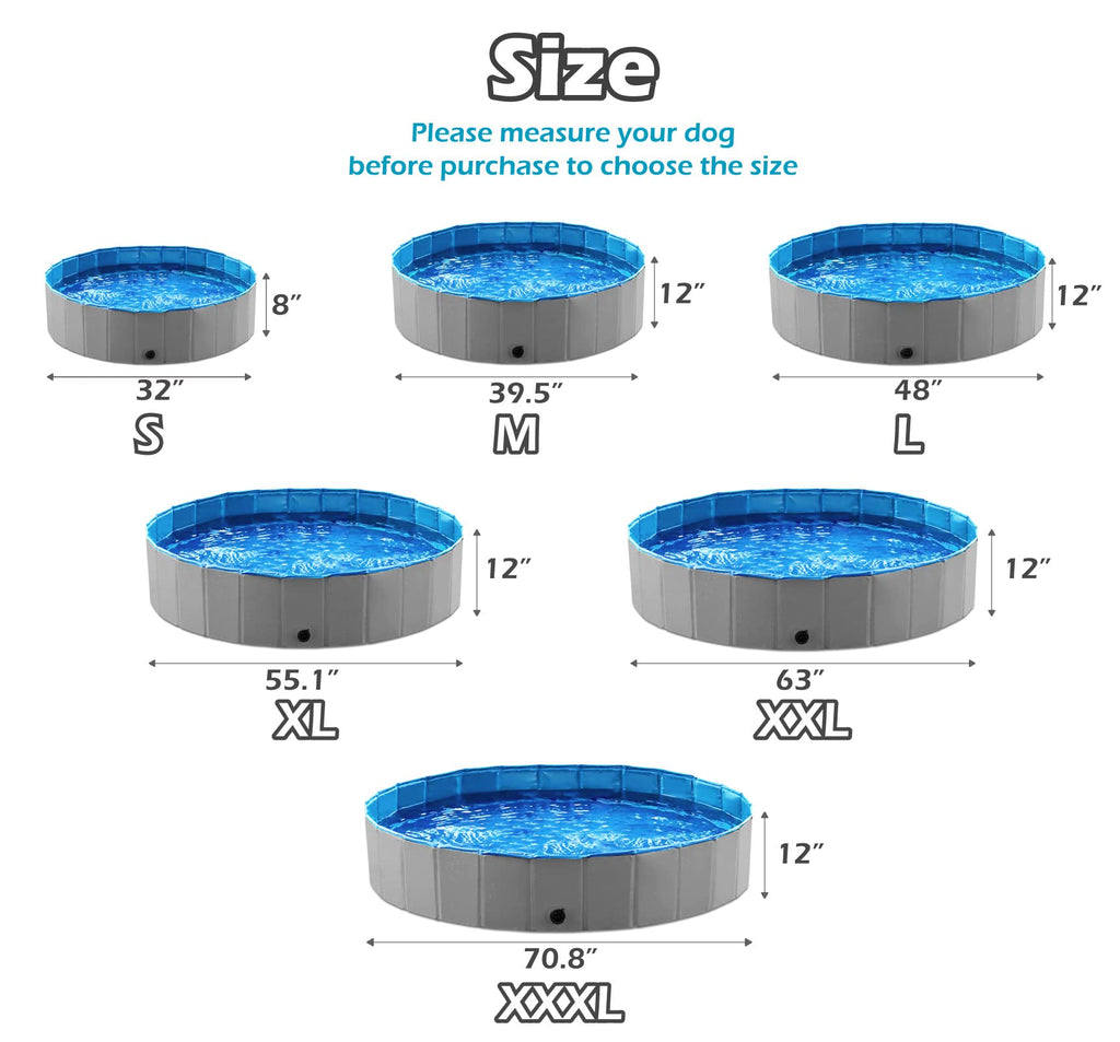 Foldable Dog Pet Bath Pool Collapsible 48" Grey R702