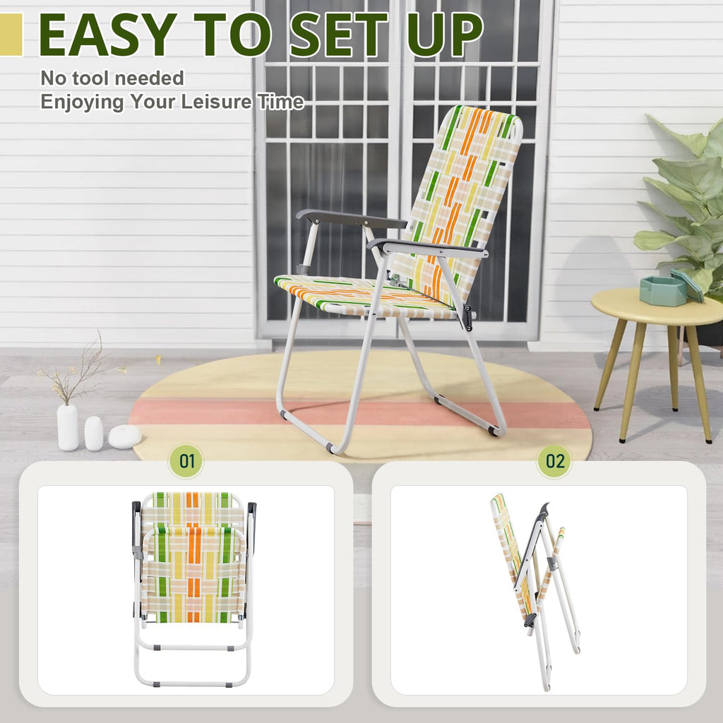 2 Pcs Lightweight Folding Beach Chairs with Armrests Y7380