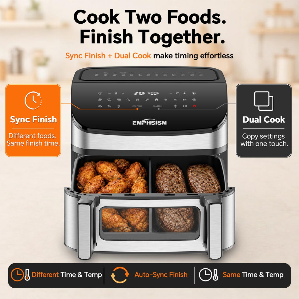 12QT Dual Zone Air Fryer with Viewing Window H9963