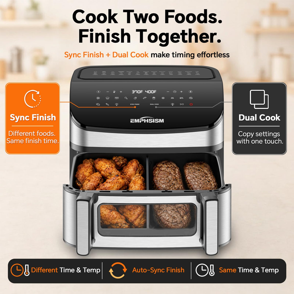 12QT Dual Zone Air Fryer with Viewing Window H9963